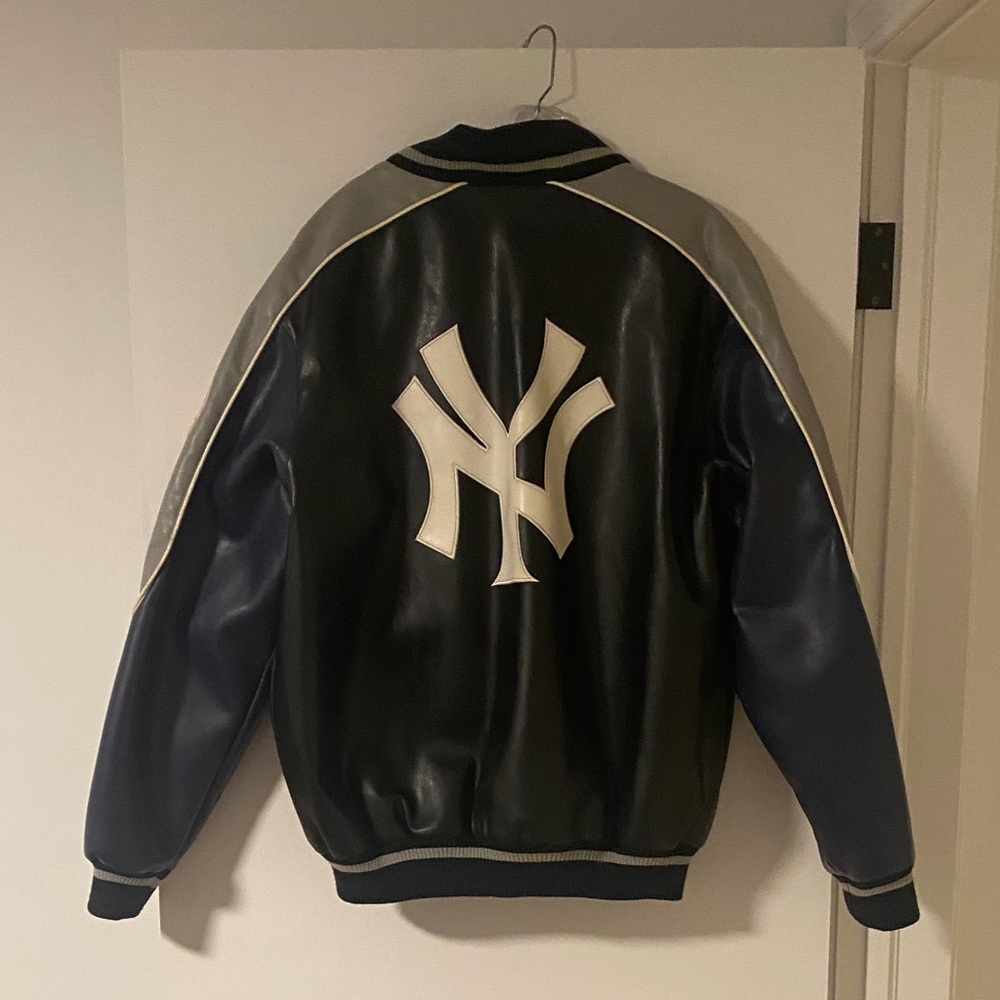 Men's Black and Gray Varsity Jacket with Logo